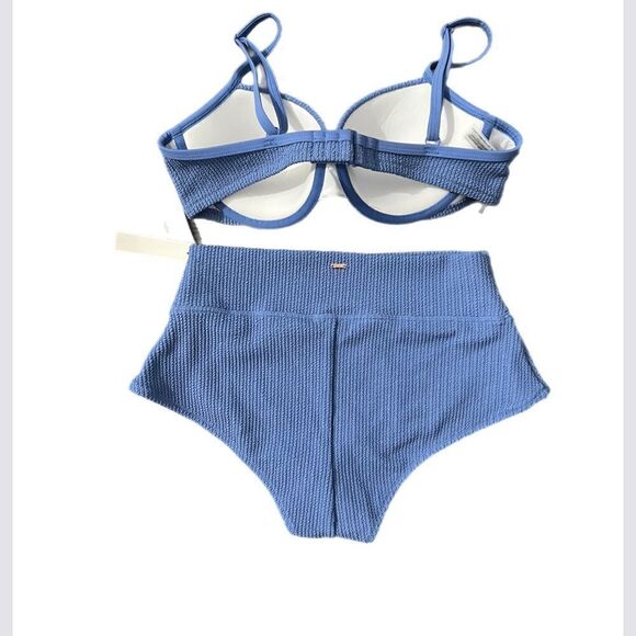 Victorias Secret Pink Swim Crinkle Push Up Padded Bikini Top Shortie Bottom Set - Picture 4 of 7